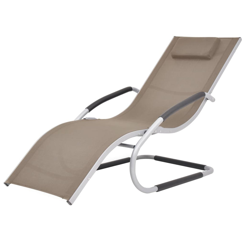 Sun Lounger with Pillow Aluminum and Textilene Taupe