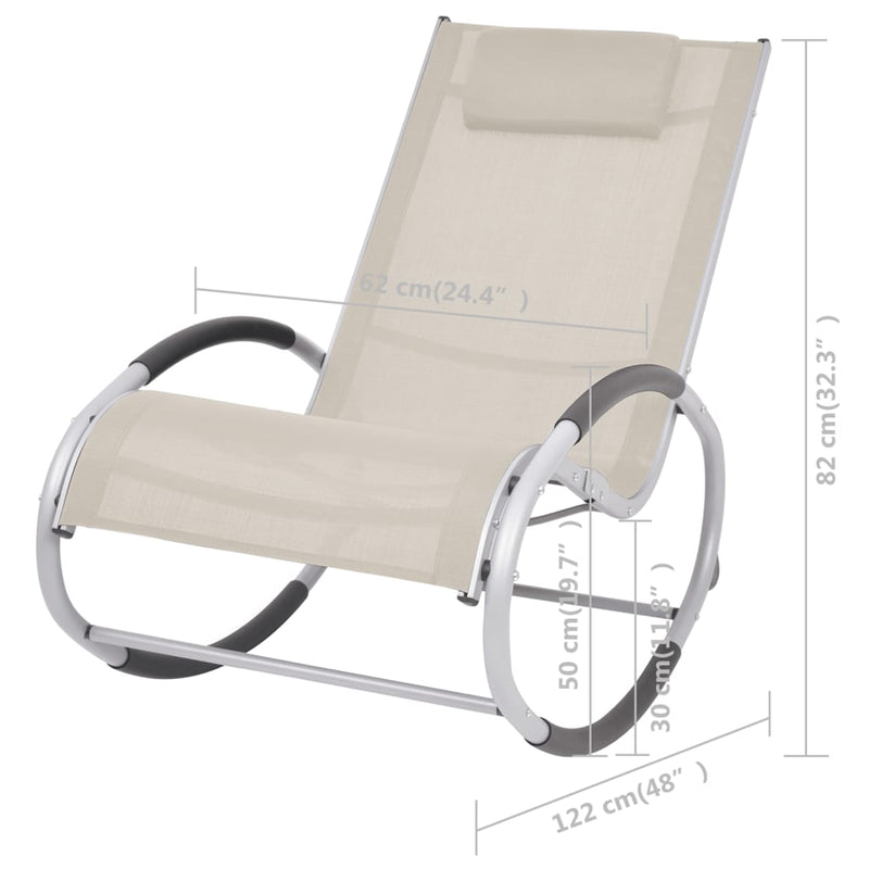 Outdoor Rocking Chair Cream Textilene