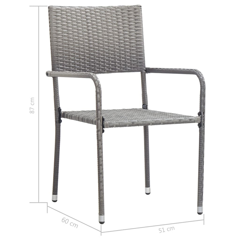 Patio Dining Chairs 2 pcs Poly Rattan Gray