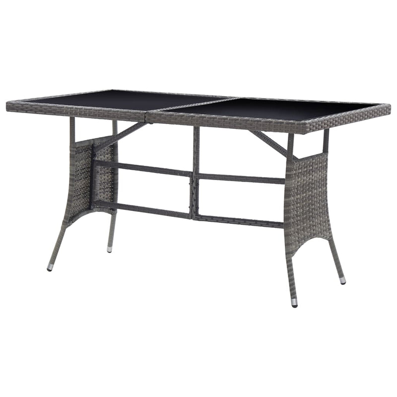 Patio Table Gray 55.1"x31.5"x29.1" Poly Rattan