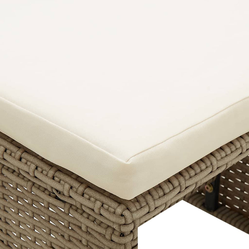 Patio Stools 2 pcs with Cushions Poly Rattan Beige