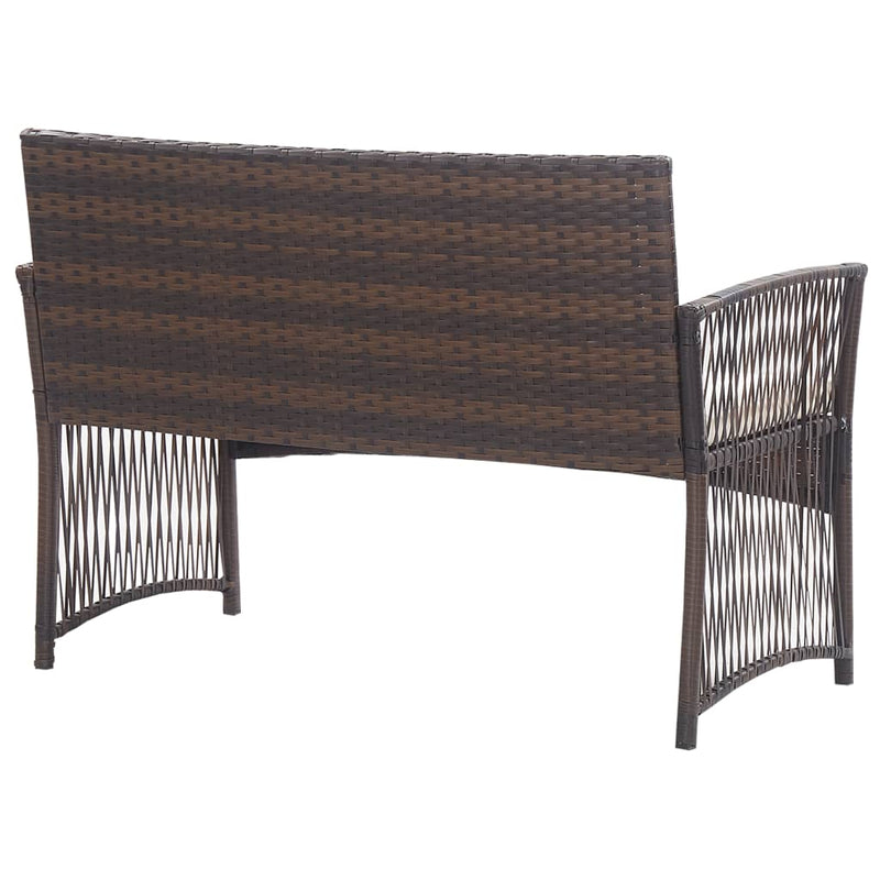 4 Piece Patio Lounge Set with Cushion Poly Rattan Brown