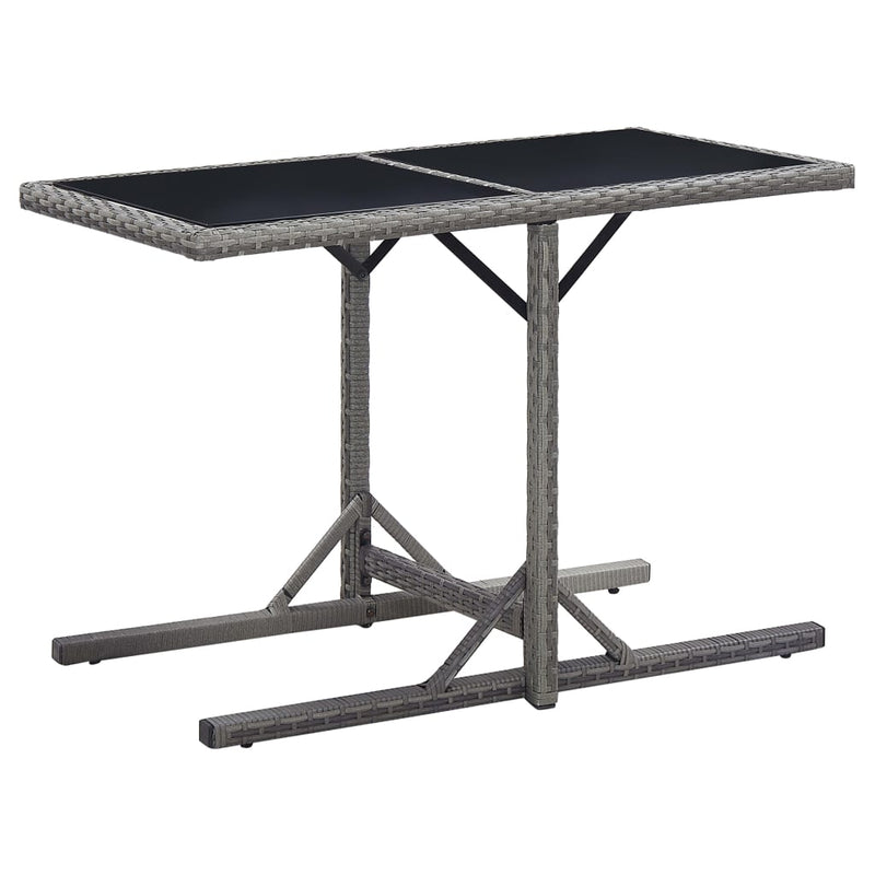 Patio Table Anthracite 43.3"x20.9"x28.3" Glass and Poly Rattan