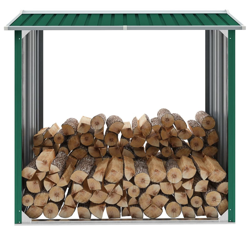 Log Storage Shed Galvanized Steel 67.7"x35.8"x60.6" Green