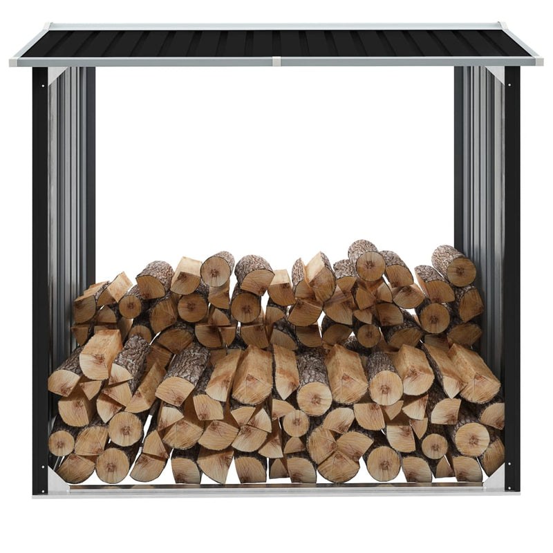Log Storage Shed Galvanized Steel 67.7"x35.8"x60.6" Anthracite