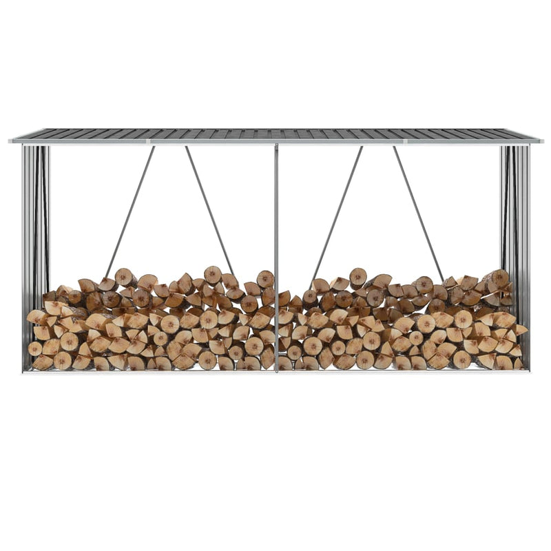 Garden Log Storage Shed Galvanized Steel 129.9"x33.1"x59.8" Anthracite