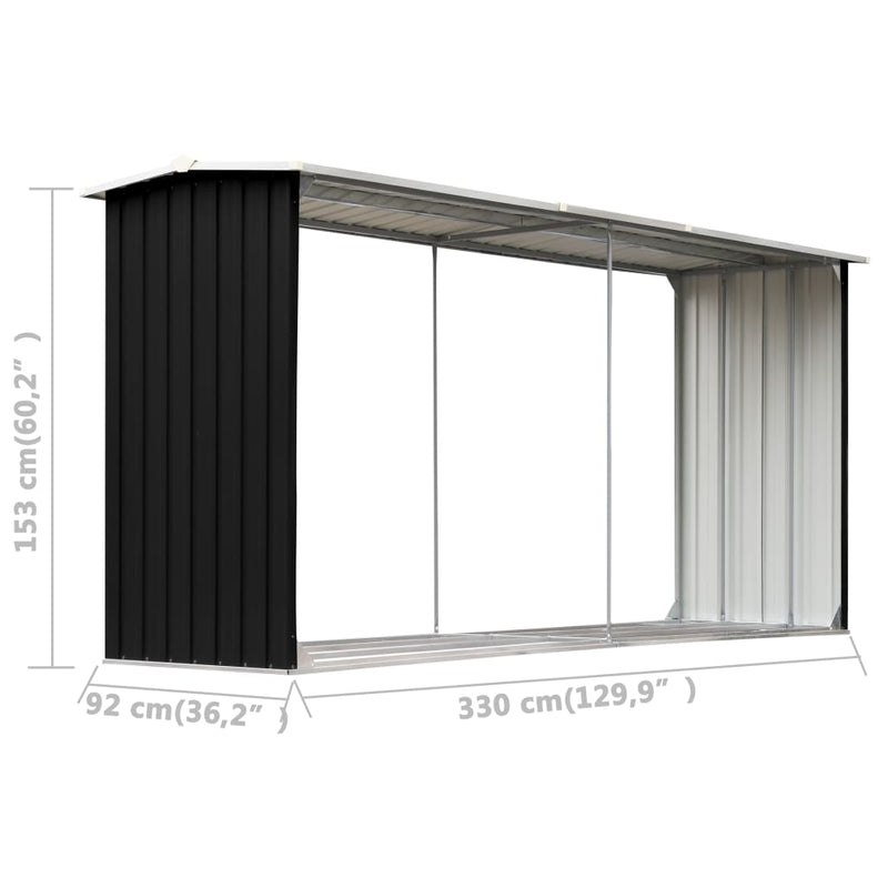 Garden Log Storage Shed Galvanized Steel 129.9"x36.2"x60.2" Anthracite