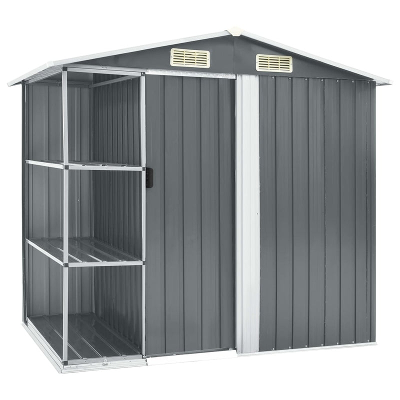 Garden Shed with Rack Gray 80.7"x51.2"x72" Iron