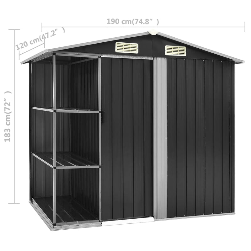 Garden Shed with Rack Anthracite 80.7"x51.2"x72" Iron