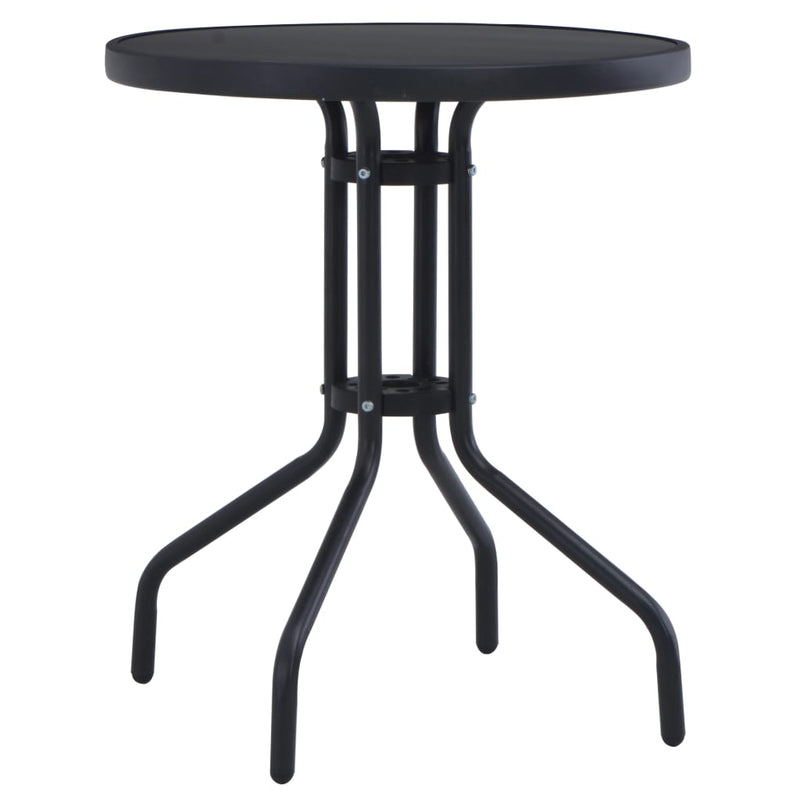 Patio Table Black 23.6" Steel and Glass