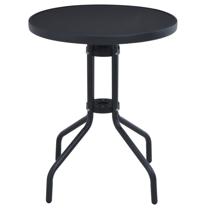 Patio Table Black 23.6" Steel and Glass