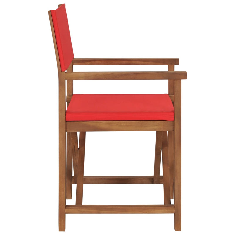 Director's Chair Solid Teak Wood Red