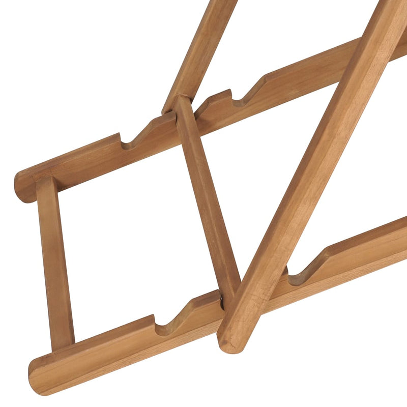 Folding Beach Chair Solid Teak Wood Gray