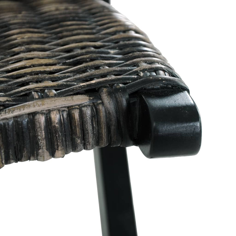 Relaxing Chair Black Natural Kubu Rattan and Solid Mahogany Wood