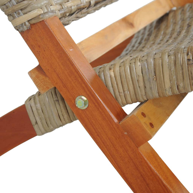 Relaxing Chair Natural Kubu Rattan and Solid Mahogany Wood