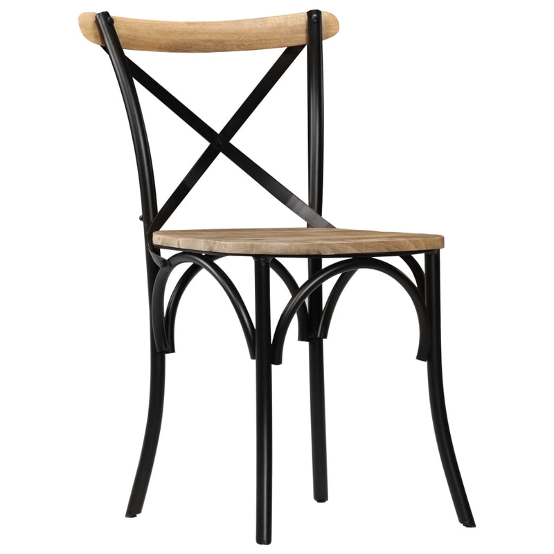 Cross Chairs 6 pcs Black Solid Mango Wood