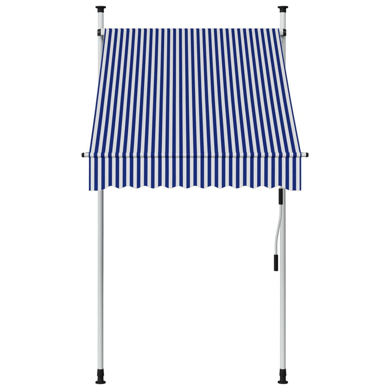 Manual Retractable Awning 39.4" Blue and White Stripes