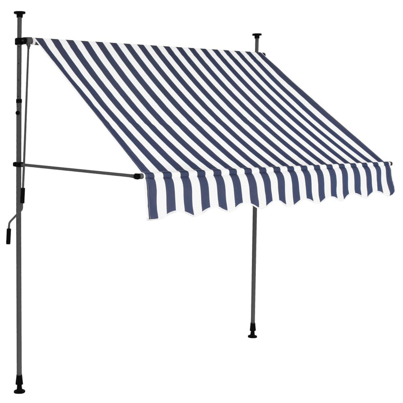 Manual Retractable Awning with LED 78.7" Blue and White