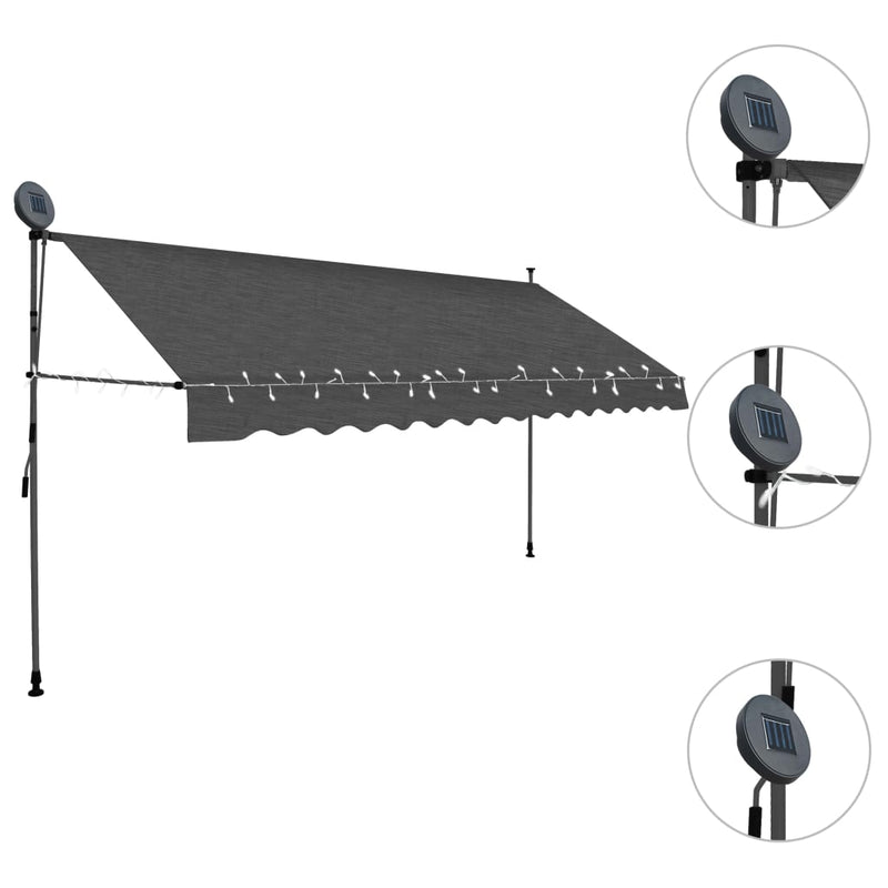 Manual Retractable Awning with LED 137.8" Anthracite