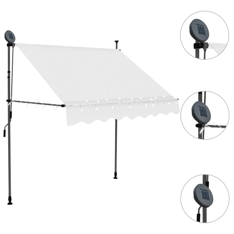 Manual Retractable Awning with LED 78.7" Cream