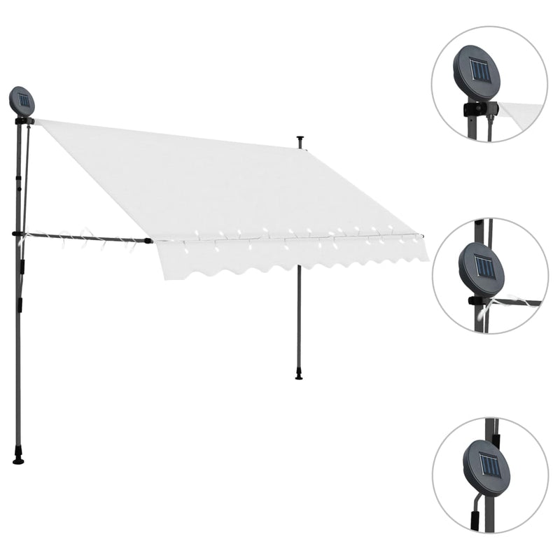 Manual Retractable Awning with LED 118.1" Cream