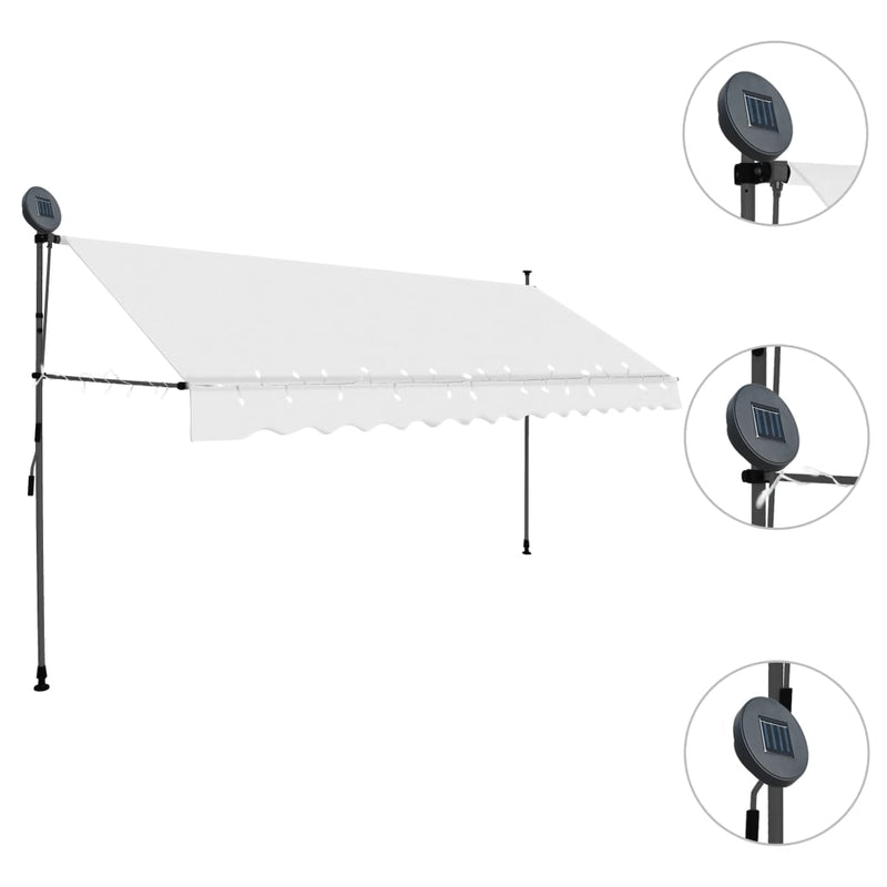 Manual Retractable Awning with LED 157.5" Cream