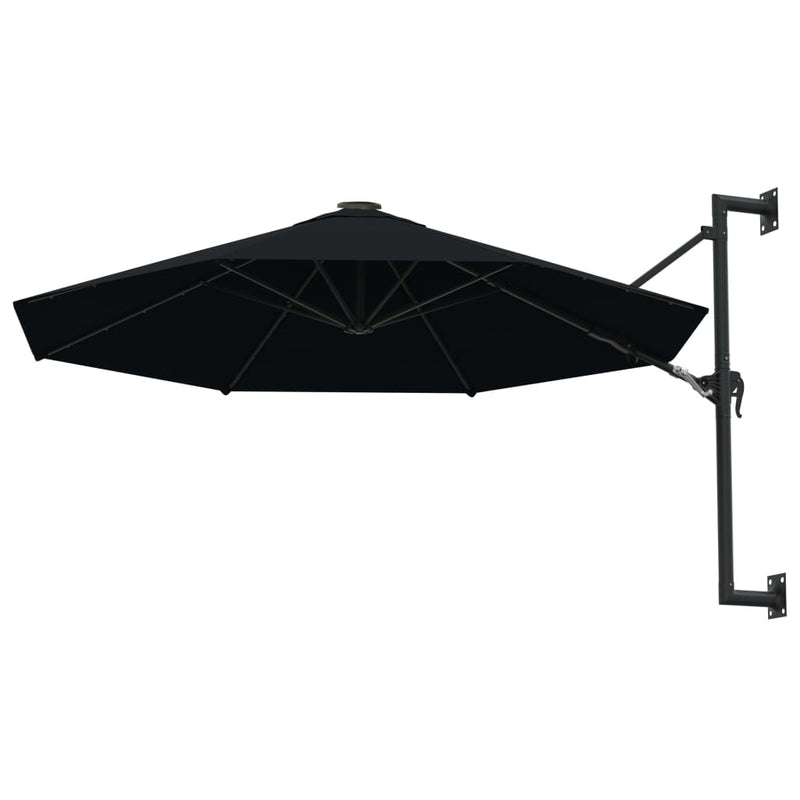 Wall-Mounted Parasol with Metal Pole 118.1" Black