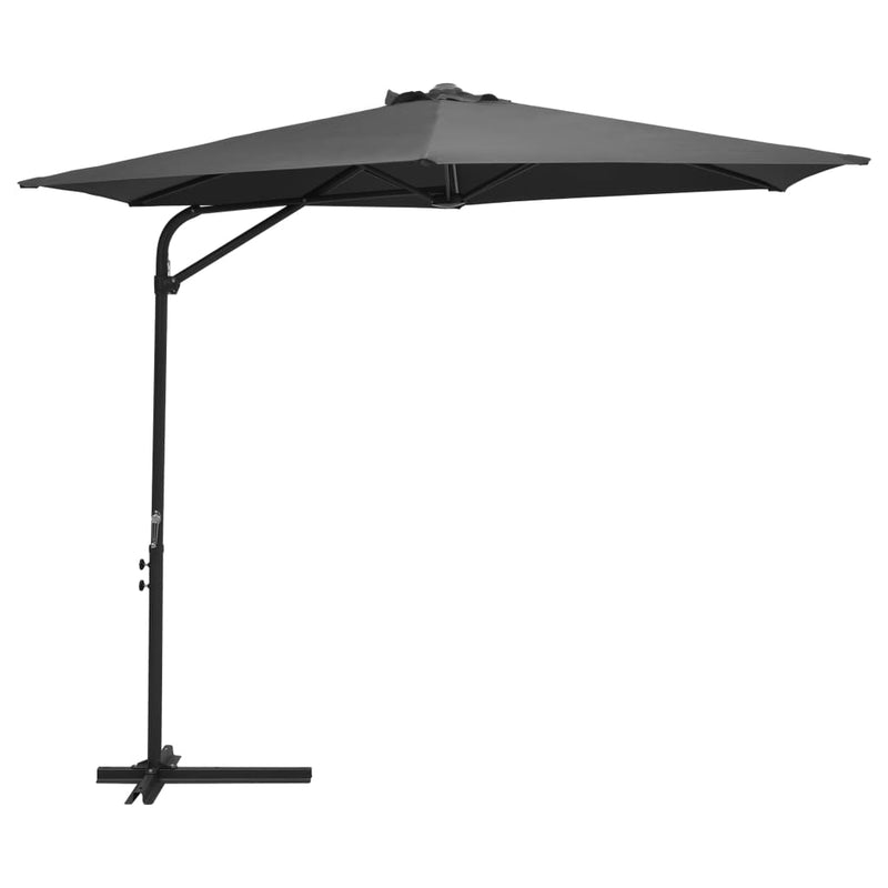 Outdoor Parasol with Steel Pole 118.1"x98.4" Anthracite
