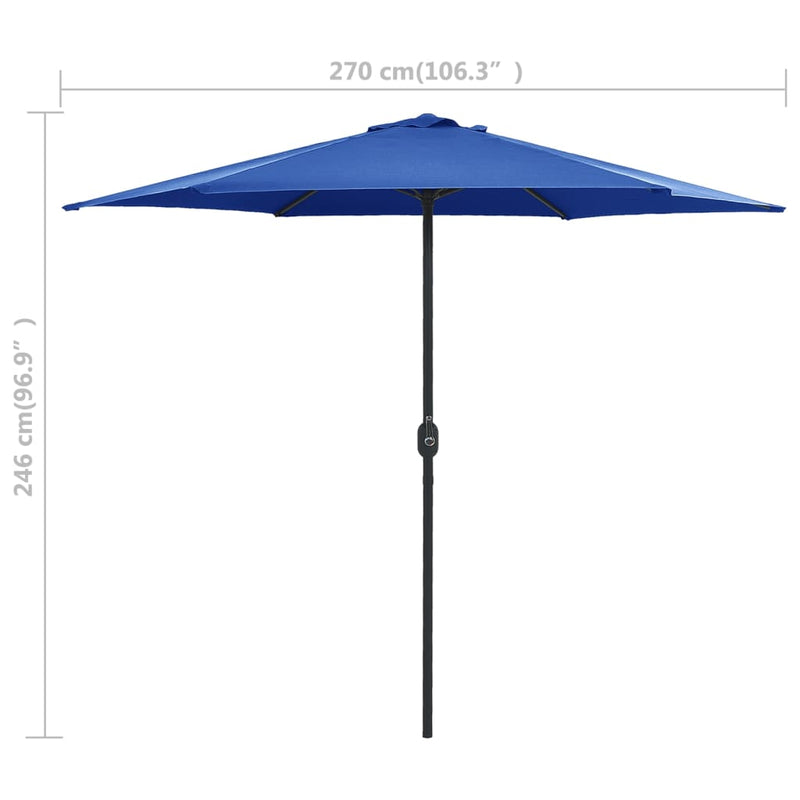 Outdoor Parasol with Aluminum Pole 106.3"x96.9" Azure Blue