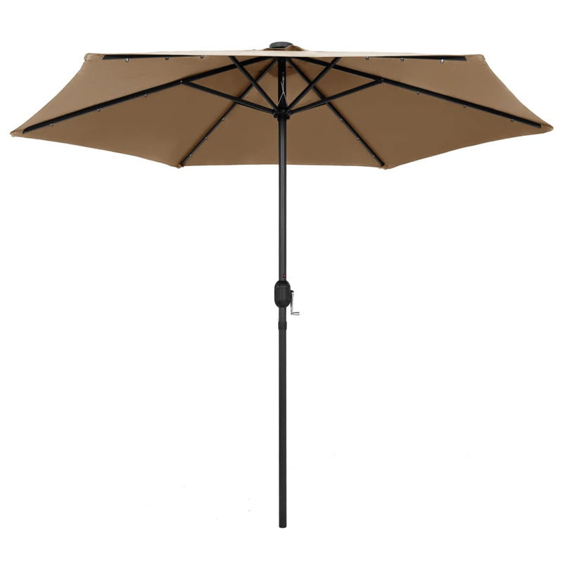 Parasol with LED Lights and Aluminum Pole 106.3" Taupe