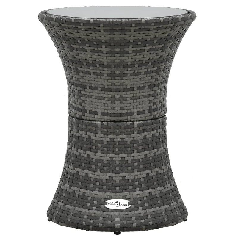 Patio Side Table Drum Shape Gray Poly Rattan
