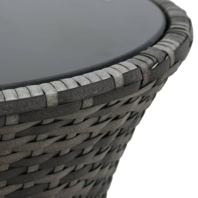 Patio Side Table Drum Shape Gray Poly Rattan