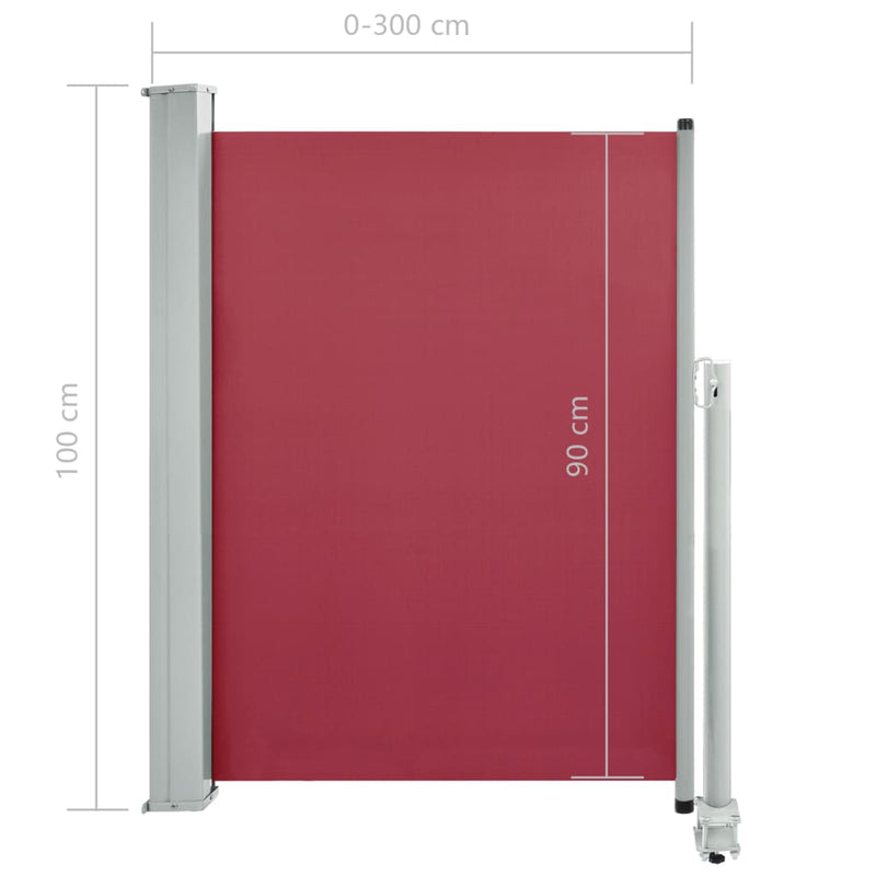 Patio Retractable Side Awning 39.4"x118.1" Red