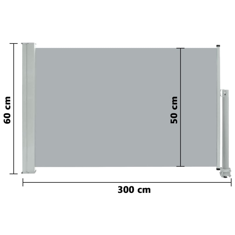 Patio Retractable Side Awning 23.6"x118.1" Gray