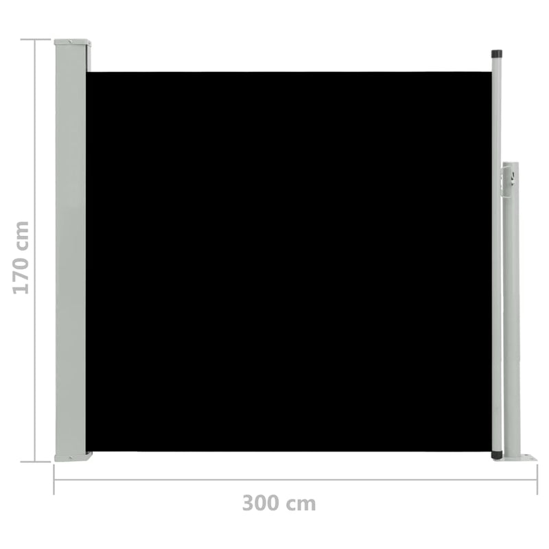 Patio Retractable Side Awning 66.9"x118.1" Black