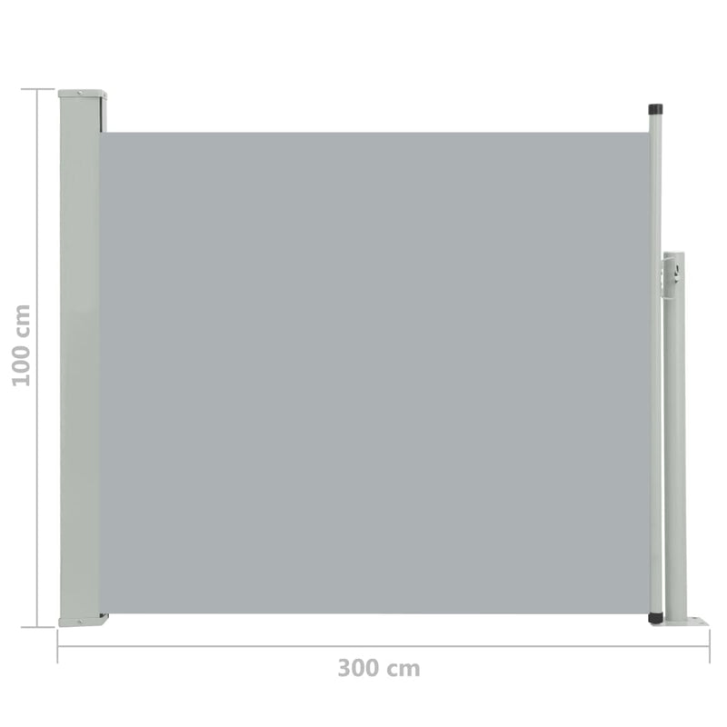 Patio Retractable Side Awning 39.4"x118.1" Gray