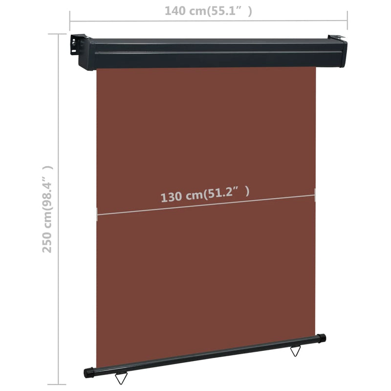 Balcony Side Awning 55.1"x98.4" Brown