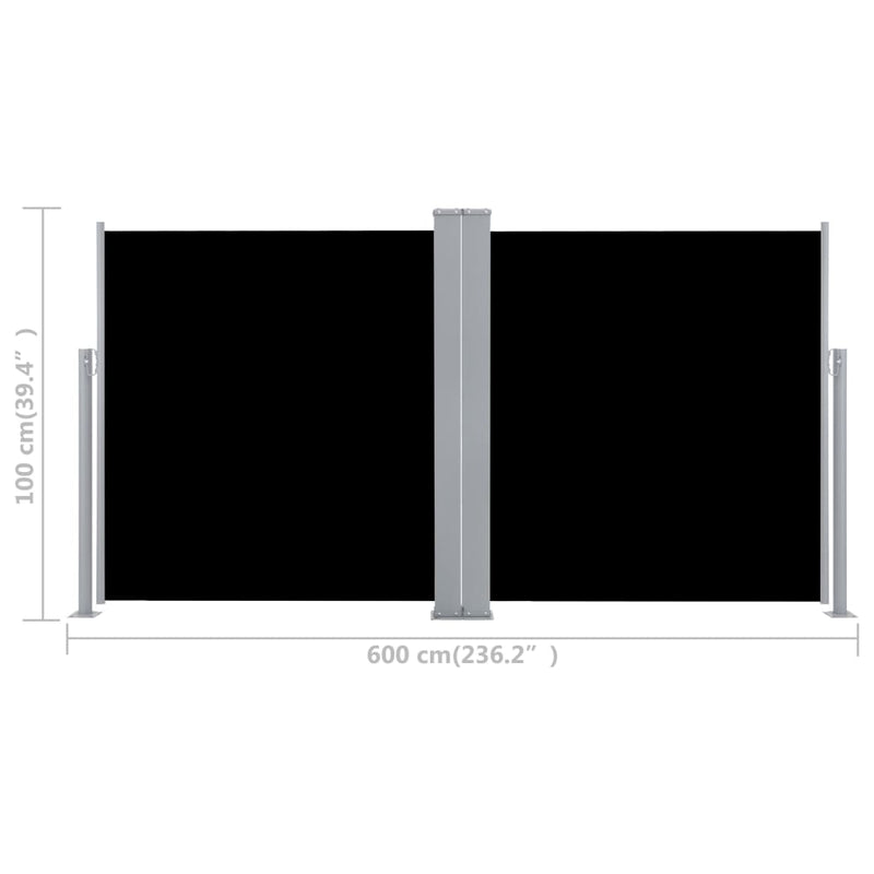Retractable Side Awning Black 39.4"x236.2"