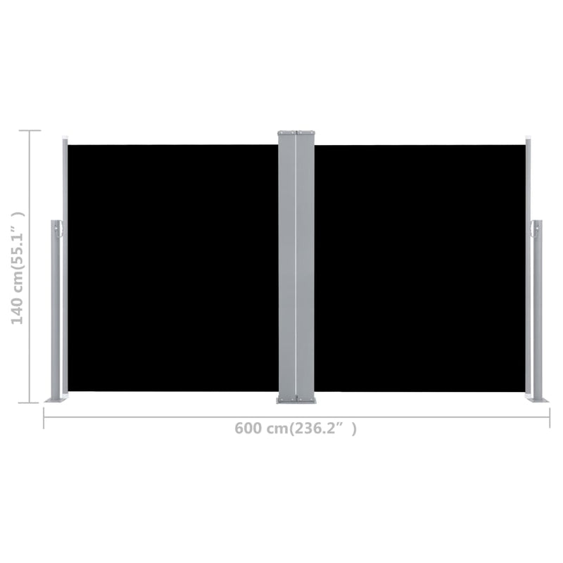 Retractable Side Awning Black 55.1"x236.2"