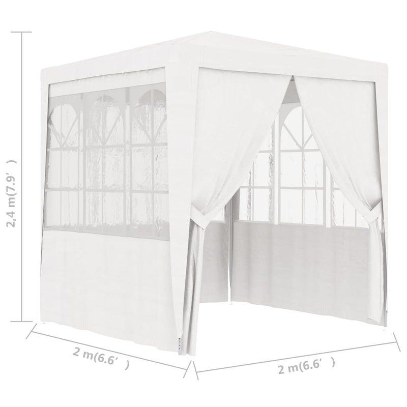 Professional Party Tent with Side Walls 6.6'x6.6' White 90 g/mÂ²
