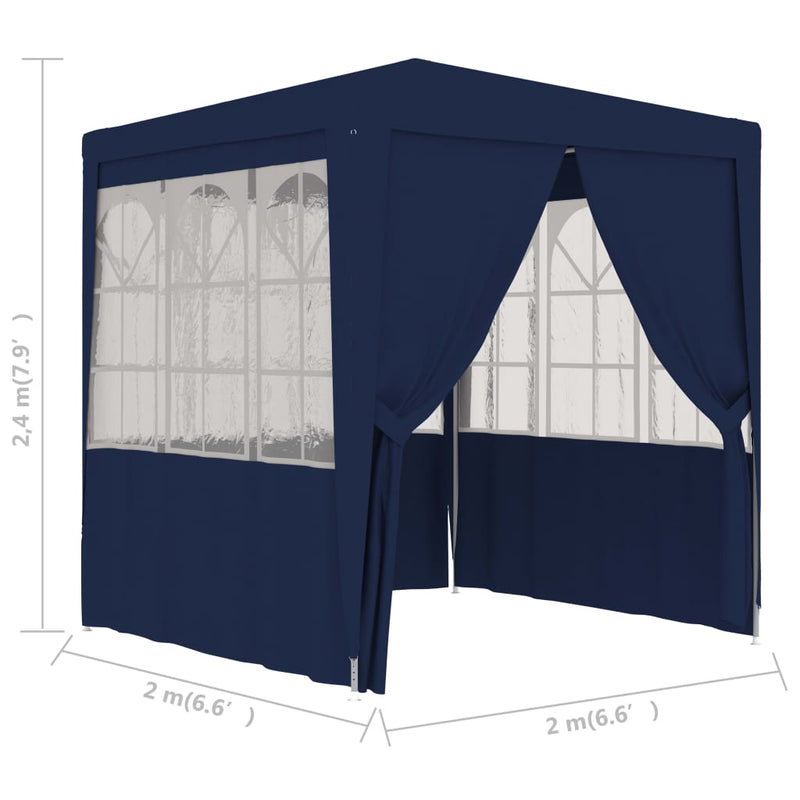 Professional Party Tent with Side Walls 6.6'x6.6' Blue 90 g/mÂ²