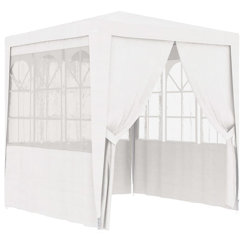 Professional Party Tent with Side Walls 8.2'x8.2' White 90 g/mÂ²