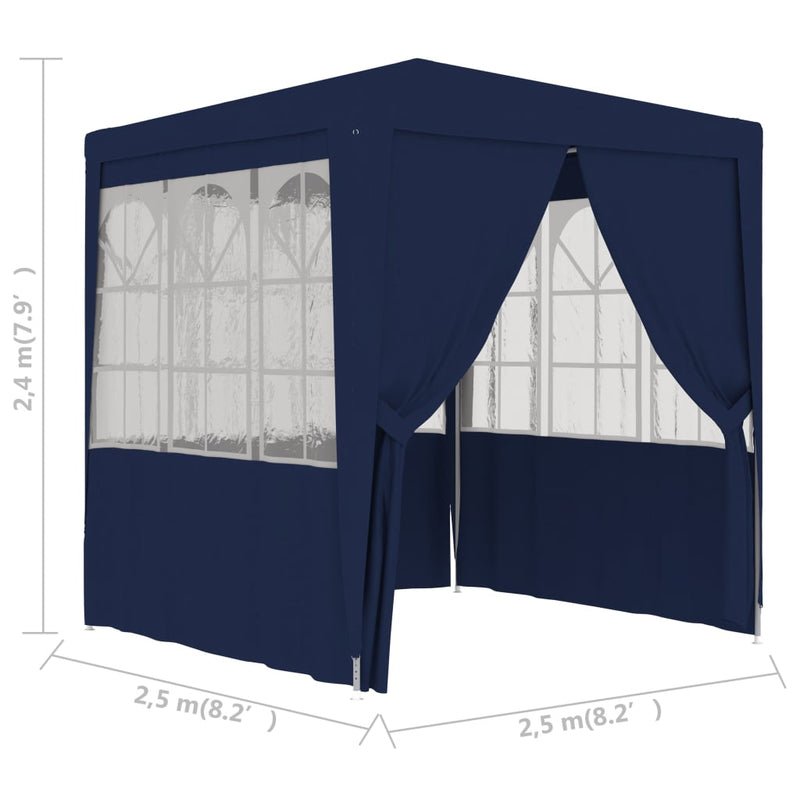 Professional Party Tent with Side Walls 8.2'x8.2' Blue 90 g/mÂ²