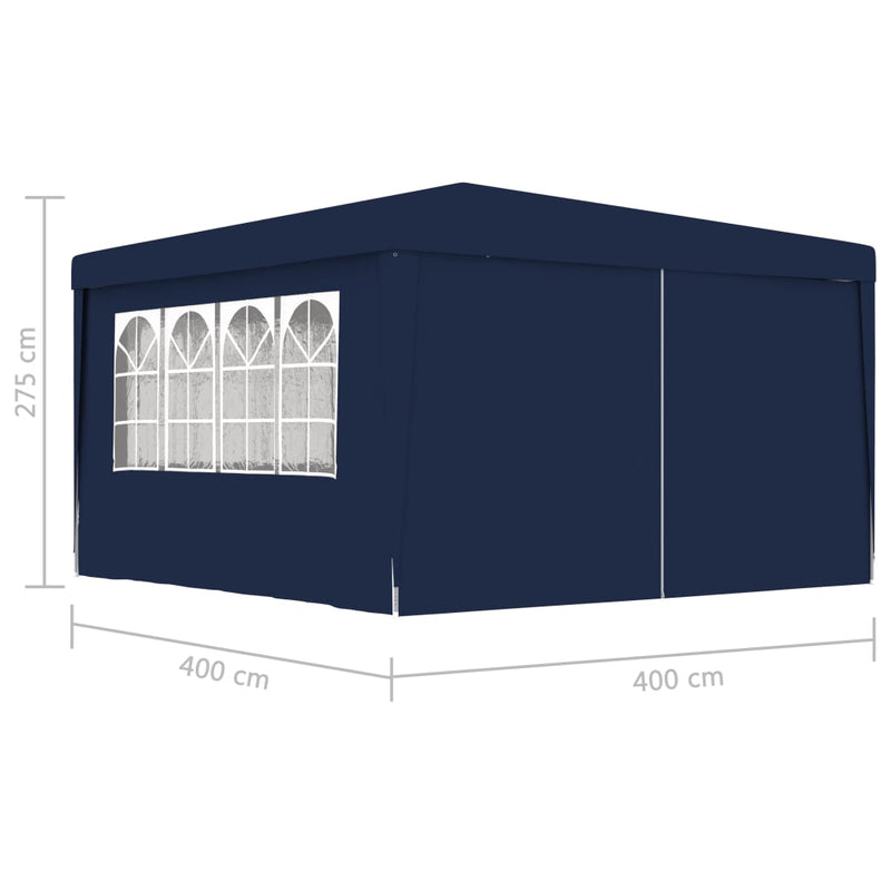 Professional Party Tent with Side Walls 13.1'x13.1' Blue 90 g/mÂ²