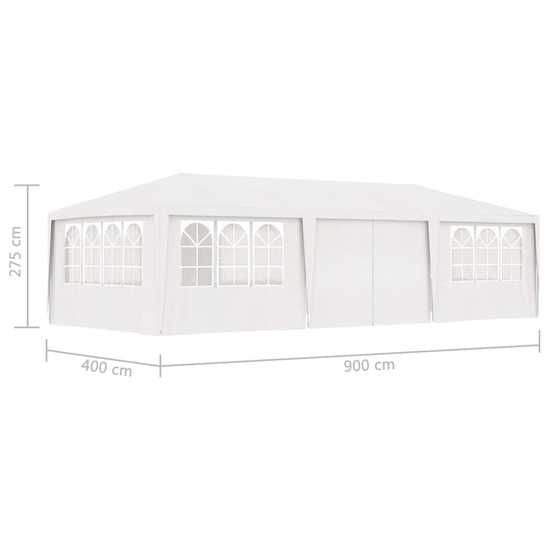 Professional Party Tent with Side Walls 13.1'x29.5' White 90 g/mÂ²