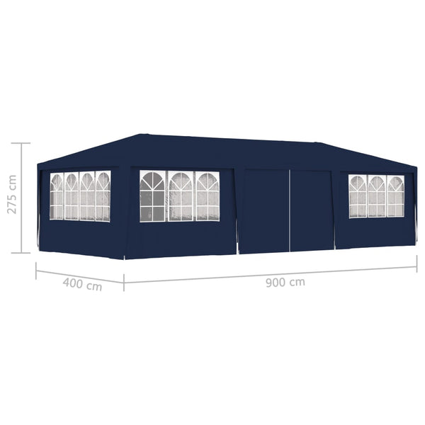 Professional Party Tent with Side Walls 13.1'x29.5' Blue 90 g/mÂ²