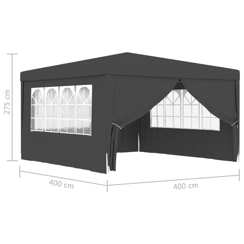 Professional Party Tent with Side Walls 13.1'x13.1' Anthracite 90 g/mÂ²