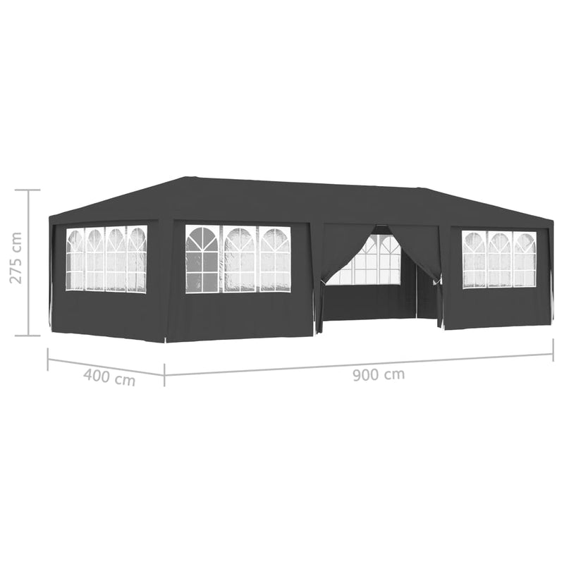 Professional Party Tent with Side Walls 13.1'x29.5' Anthracite 90 g/mÂ²