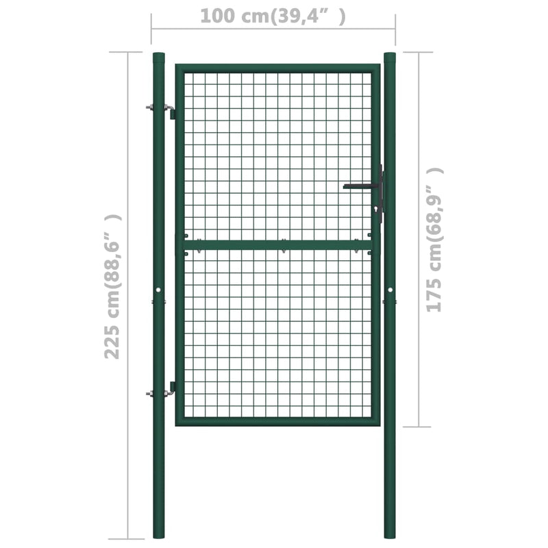 Fence Gate Steel 39.4"x68.9" Green