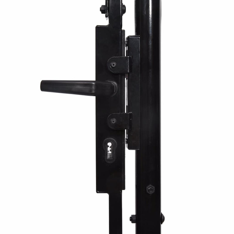 Fence Gate Double Door with Spike Top Steel 9.8'x5.7' Black
